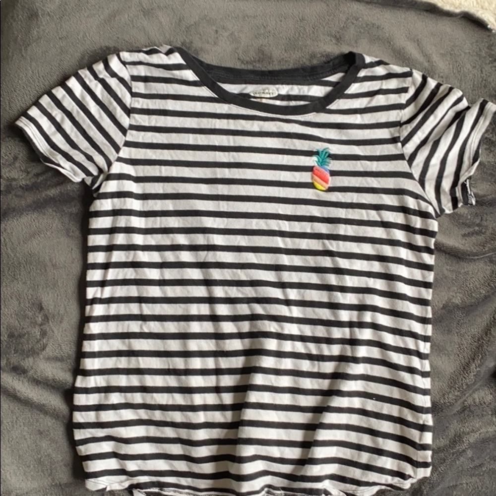 black and white striped shirt with pineapple